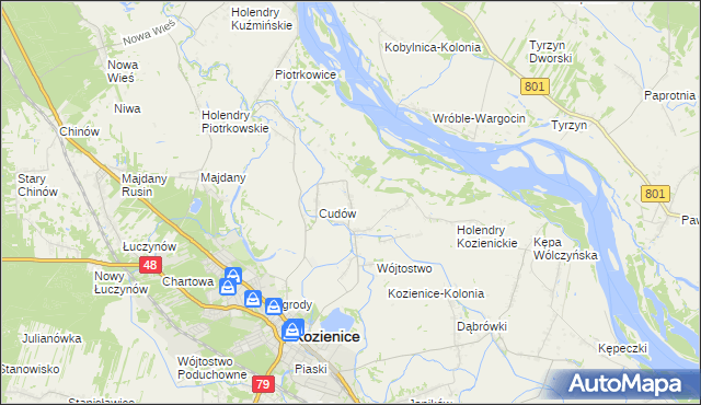mapa Wymysłów gmina Kozienice, Wymysłów gmina Kozienice na mapie Targeo