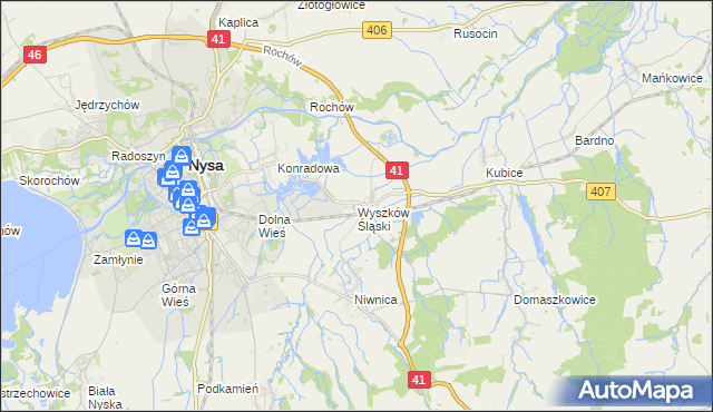 mapa Wyszków Śląski, Wyszków Śląski na mapie Targeo