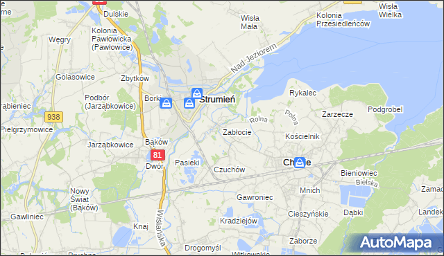 mapa Zabłocie gmina Strumień, Zabłocie gmina Strumień na mapie Targeo