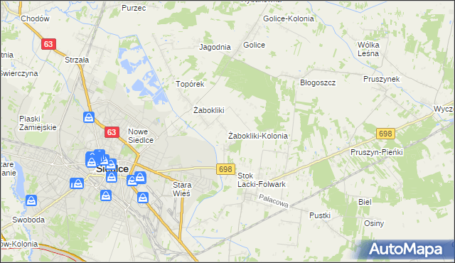 mapa Żabokliki-Kolonia, Żabokliki-Kolonia na mapie Targeo