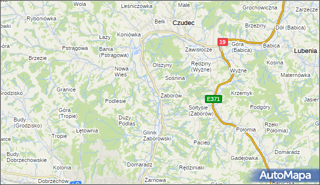 mapa Zaborów gmina Czudec, Zaborów gmina Czudec na mapie Targeo