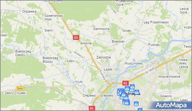 mapa Zabrodzie gmina Olszewo-Borki, Zabrodzie gmina Olszewo-Borki na mapie Targeo