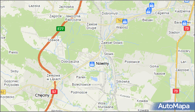 mapa Zagrody gmina Sitkówka-Nowiny, Zagrody gmina Sitkówka-Nowiny na mapie Targeo