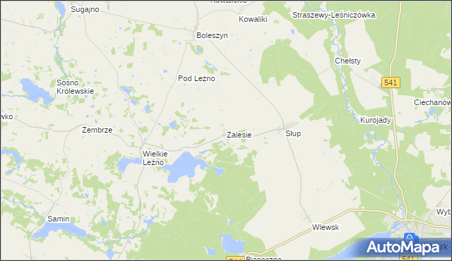 mapa Zalesie gmina Lidzbark, Zalesie gmina Lidzbark na mapie Targeo