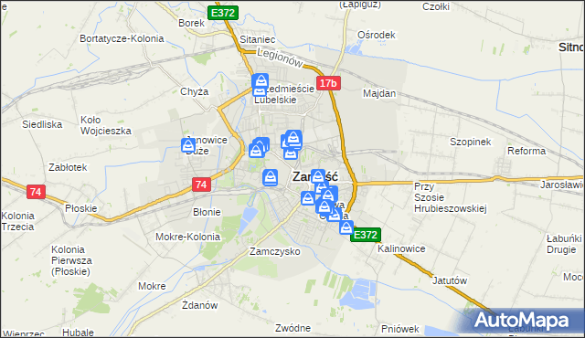 mapa Zamościa, Zamość na mapie Targeo