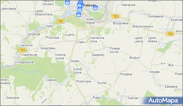 mapa Zasępiec, Zasępiec na mapie Targeo