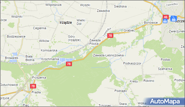 mapa Zawada-Leśniczówka, Zawada-Leśniczówka na mapie Targeo