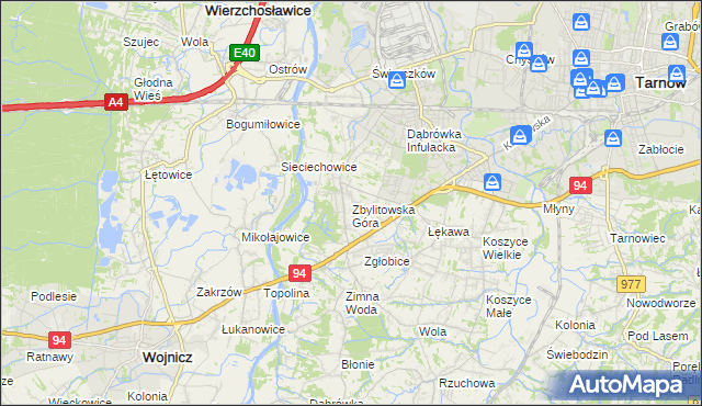 mapa Zbylitowska Góra, Zbylitowska Góra na mapie Targeo