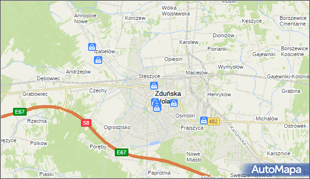 mapa Zduńska Wola, Zduńska Wola na mapie Targeo