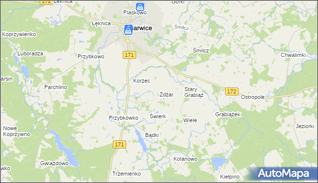 mapa Żdżar gmina Barwice, Żdżar gmina Barwice na mapie Targeo