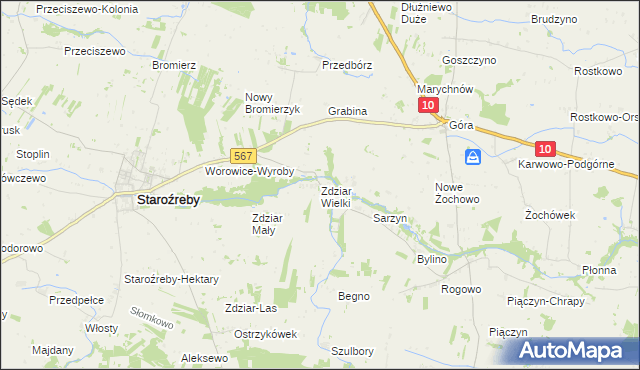mapa Zdziar Wielki, Zdziar Wielki na mapie Targeo
