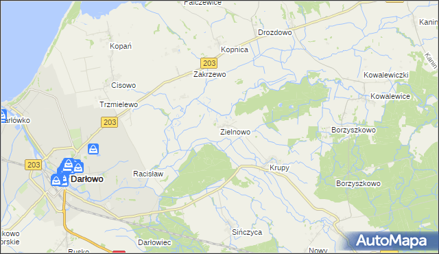 mapa Zielnowo gmina Darłowo, Zielnowo gmina Darłowo na mapie Targeo