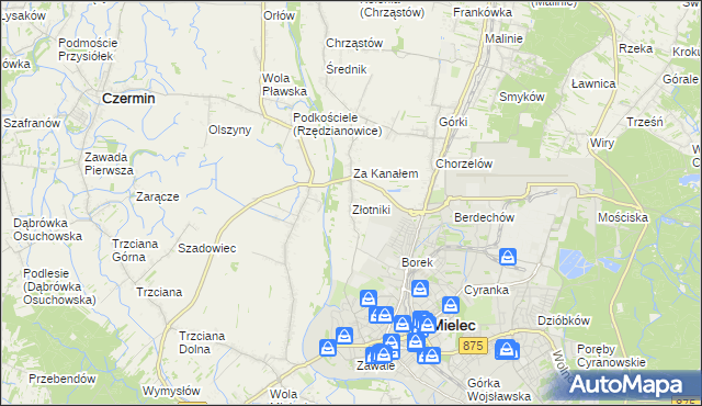 mapa Złotniki gmina Mielec, Złotniki gmina Mielec na mapie Targeo