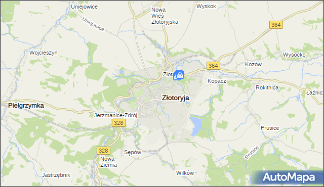 mapa Złotoryja, Złotoryja na mapie Targeo