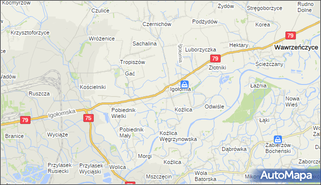 mapa Zofipole gmina Igołomia-Wawrzeńczyce, Zofipole gmina Igołomia-Wawrzeńczyce na mapie Targeo