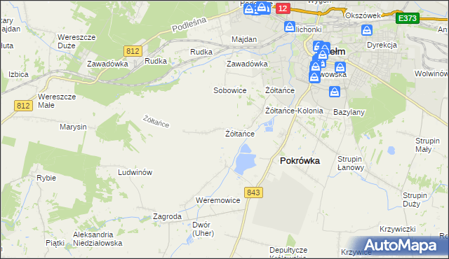 mapa Żółtańce, Żółtańce na mapie Targeo