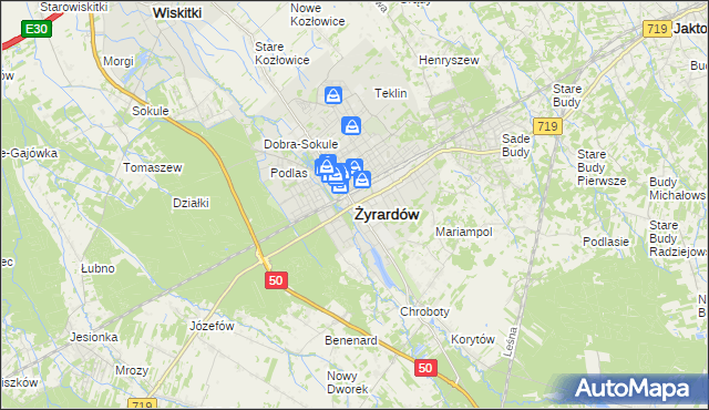 mapa Żyrardów, Żyrardów na mapie Targeo