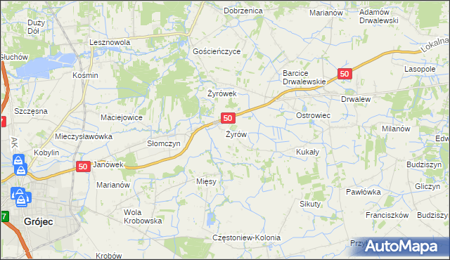mapa Żyrów, Żyrów na mapie Targeo
