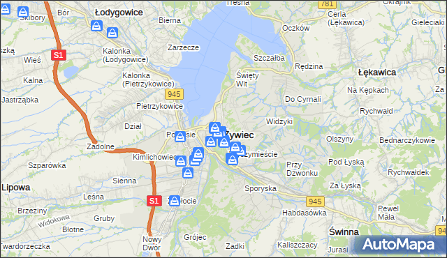 mapa Żywiec, Żywiec na mapie Targeo