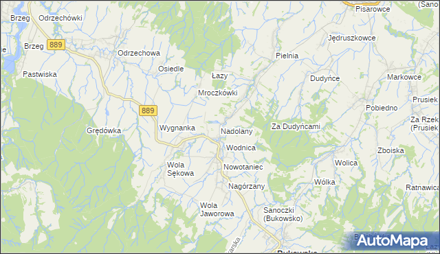 mapa Nadolany, Nadolany na mapie Targeo