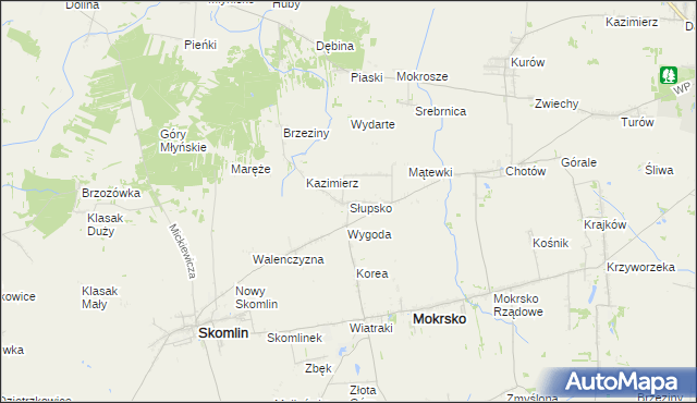 mapa Słupsko gmina Mokrsko, Słupsko gmina Mokrsko na mapie Targeo
