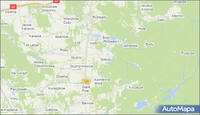 mapa Sołtysy gmina Gielniów, Sołtysy gmina Gielniów na mapie Targeo