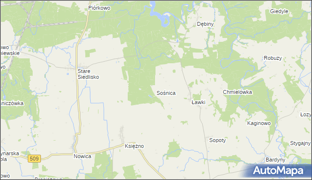 mapa Sośnica gmina Wilczęta, Sośnica gmina Wilczęta na mapie Targeo