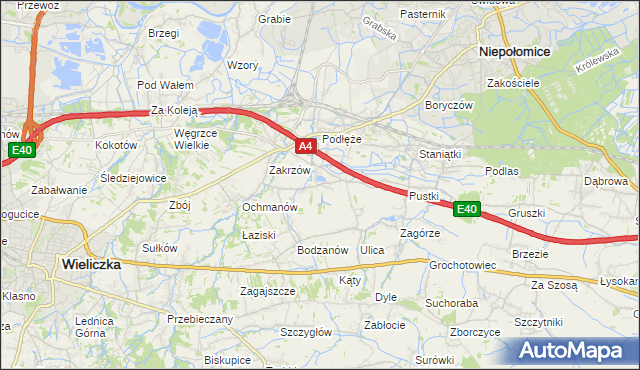 mapa Zakrzowiec, Zakrzowiec na mapie Targeo