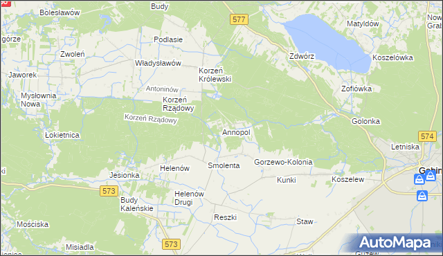 mapa Annopol gmina Szczawin Kościelny, Annopol gmina Szczawin Kościelny na mapie Targeo