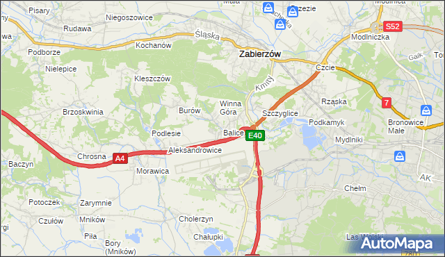 mapa Balice gmina Zabierzów, Balice gmina Zabierzów na mapie Targeo