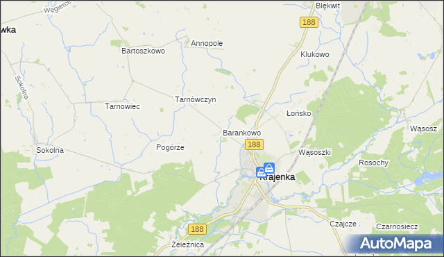 mapa Barankowo, Barankowo na mapie Targeo