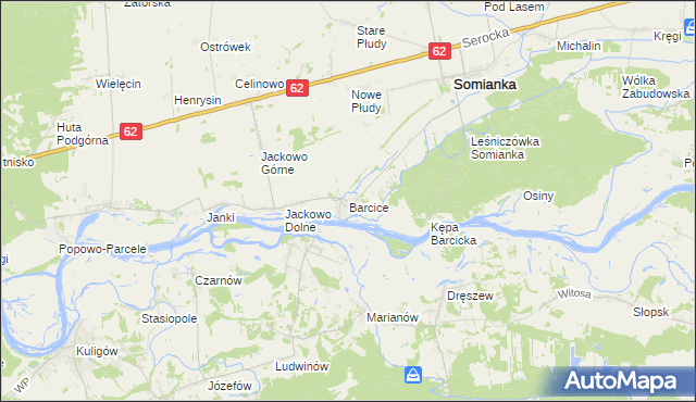 mapa Barcice gmina Somianka, Barcice gmina Somianka na mapie Targeo
