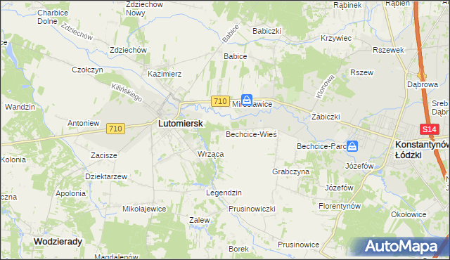 mapa Bechcice-Wieś, Bechcice-Wieś na mapie Targeo