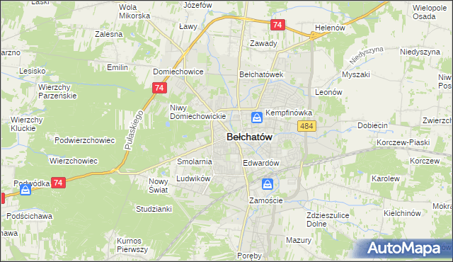 mapa Bełchatów, Bełchatów na mapie Targeo