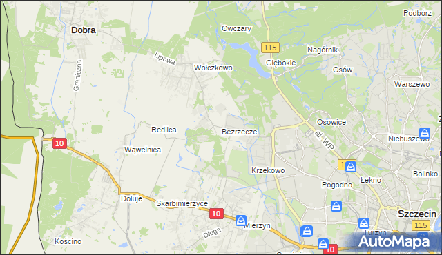 mapa Bezrzecze, Bezrzecze na mapie Targeo