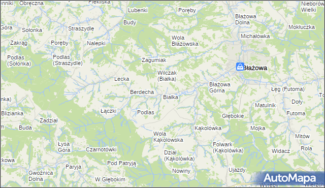 mapa Białka gmina Błażowa, Białka gmina Błażowa na mapie Targeo