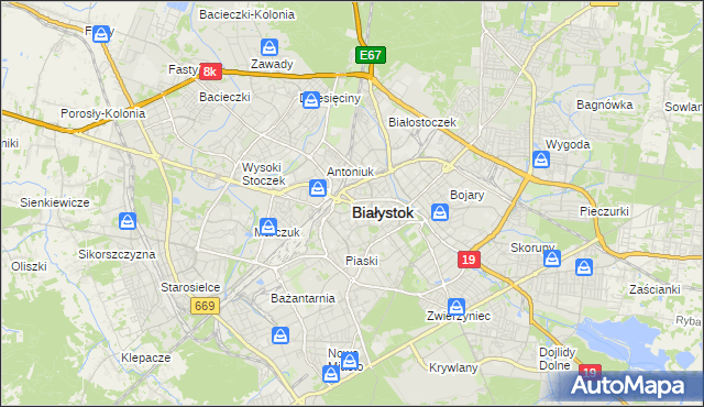 mapa Białegostoku, Białystok na mapie Targeo