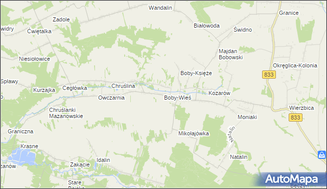 mapa Boby-Wieś, Boby-Wieś na mapie Targeo