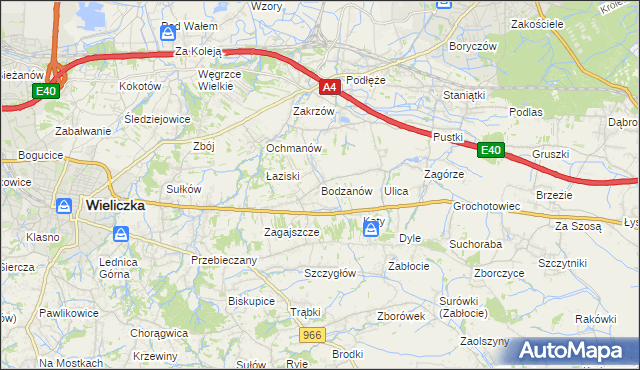 mapa Bodzanów gmina Biskupice, Bodzanów gmina Biskupice na mapie Targeo