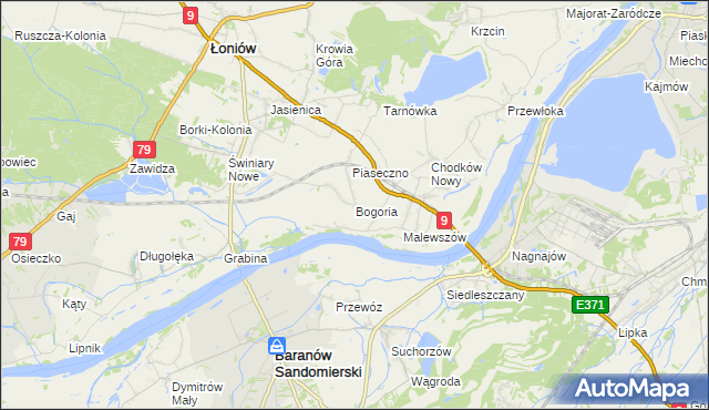 mapa Bogoria gmina Łoniów, Bogoria gmina Łoniów na mapie Targeo