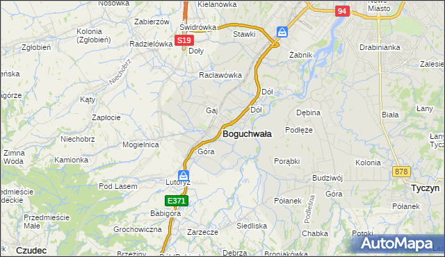 mapa Boguchwała powiat rzeszowski, Boguchwała powiat rzeszowski na mapie Targeo