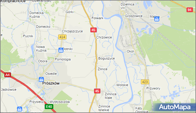 mapa Boguszyce gmina Prószków, Boguszyce gmina Prószków na mapie Targeo