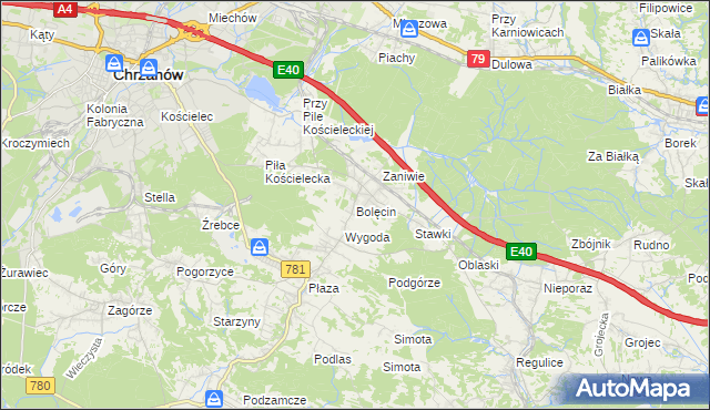 mapa Bolęcin gmina Trzebinia, Bolęcin gmina Trzebinia na mapie Targeo