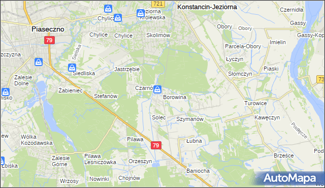 mapa Borowina gmina Konstancin-Jeziorna, Borowina gmina Konstancin-Jeziorna na mapie Targeo