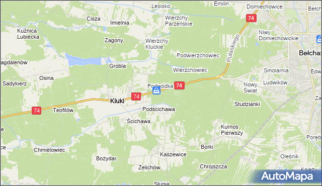 mapa Borowiny gmina Kluki, Borowiny gmina Kluki na mapie Targeo