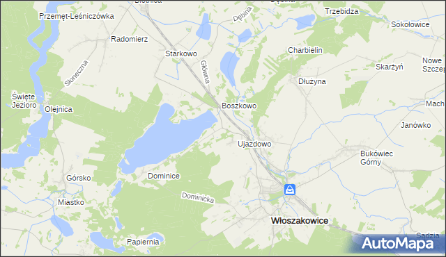 mapa Boszkowo-Letnisko, Boszkowo-Letnisko na mapie Targeo