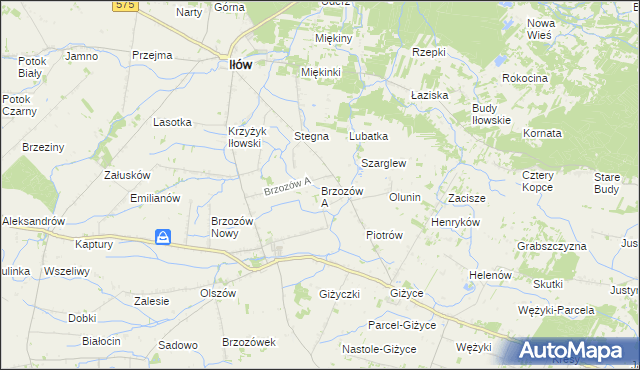 mapa Brzozów A, Brzozów A na mapie Targeo