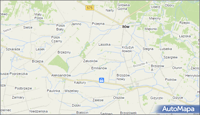 mapa Brzozowiec gmina Iłów, Brzozowiec gmina Iłów na mapie Targeo