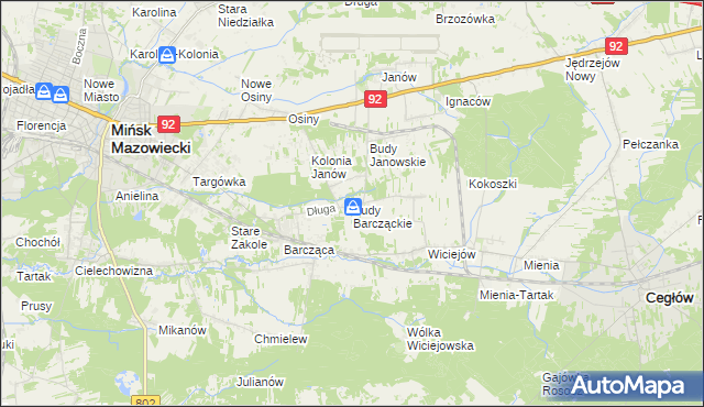 mapa Budy Barcząckie, Budy Barcząckie na mapie Targeo