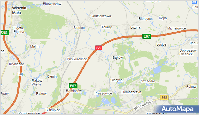 mapa Bukowina gmina Długołęka, Bukowina gmina Długołęka na mapie Targeo